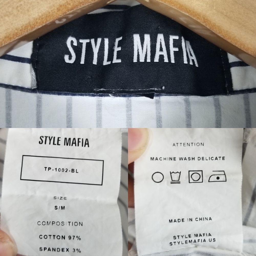 Style Mafia x Free People Striped Voluminous Balloon Sleeve Shirt Size S/M - Picture 14 of 14